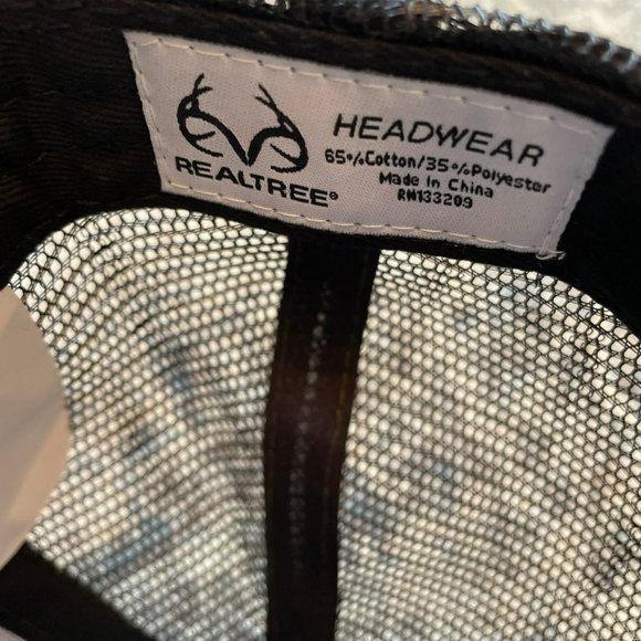 REALTREE | NWT Olive Army Green & Black Mesh Snapback Hat Camo Antler Logo Patch - Picture 8 of 8